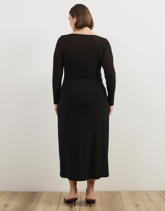 Atmos&Here Curvy - Dani Long Sleeve Mesh Midi Dress