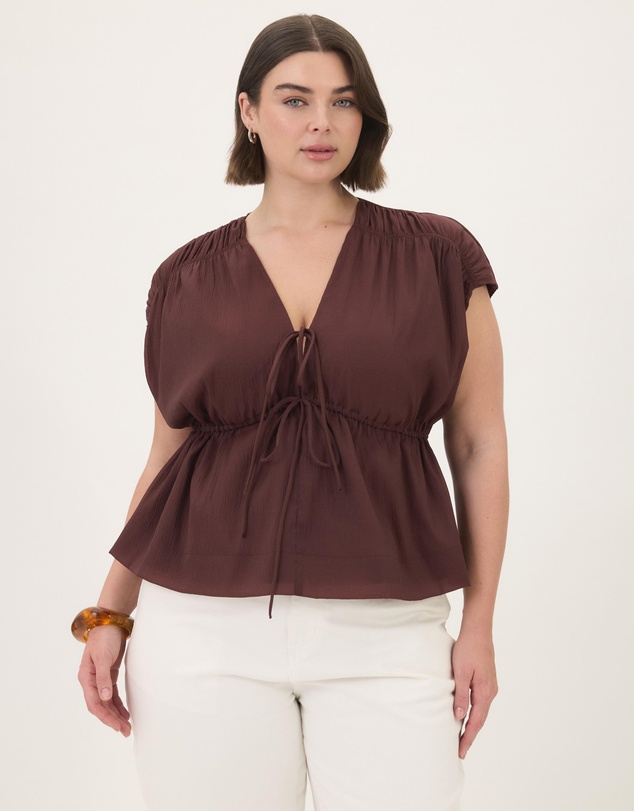 Atmos&Here Curvy - Hailey Organza Gathered Top