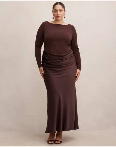 Forever New Curve - Briella Curve Boat Neck Draped Maxi Dress