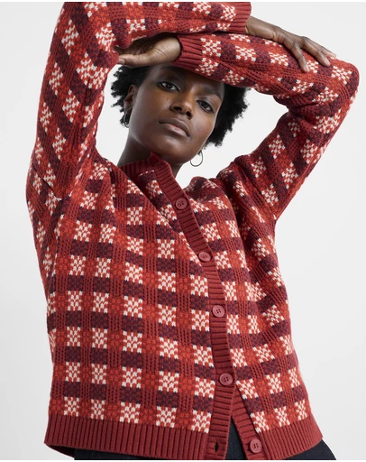 Seasalt - Seasalt Cornwall Red Kensa Checked Cardigan
