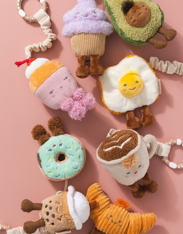 Living Textiles - 2 Pack Mini Market Brunch Stroller Toys - Boba Tea & Donut