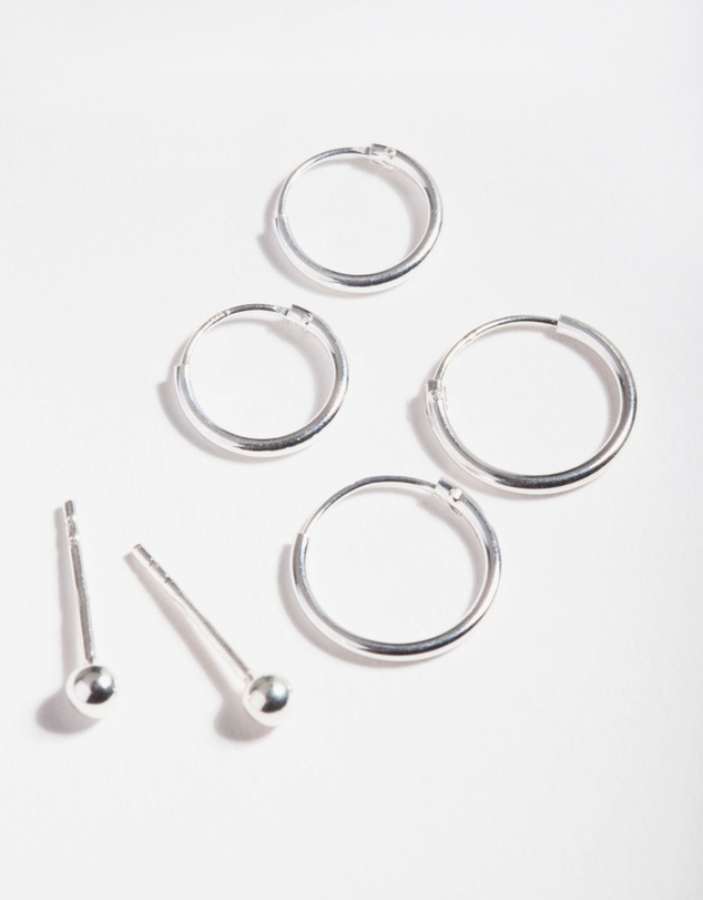 Lovisa - Sterling Silver Ball & Hoop Earring Pack