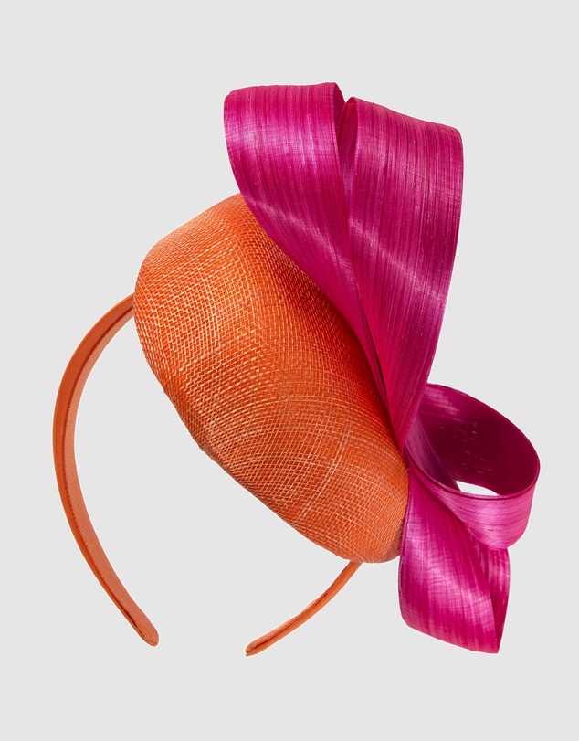 Max Alexander - Orange Fuchsia Pillbox Racing Fascinator