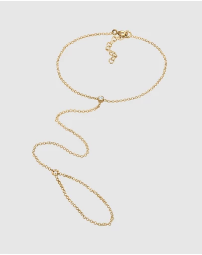 Elli Jewelry - Crystal Hand Chain in Gold-Plated 925 Silver