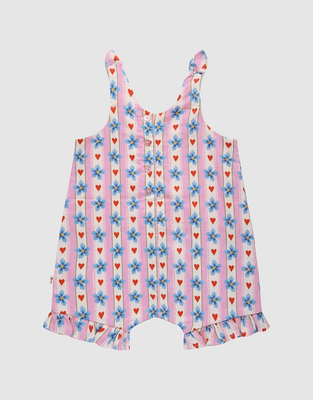 Fleur Harris - 'Heirloom Treasures' Heart Tie Romper in Heart Stripe