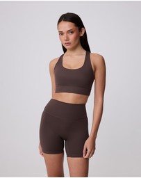 Upstate - Contour+ Mesh Back Crop - Ground Coffee
