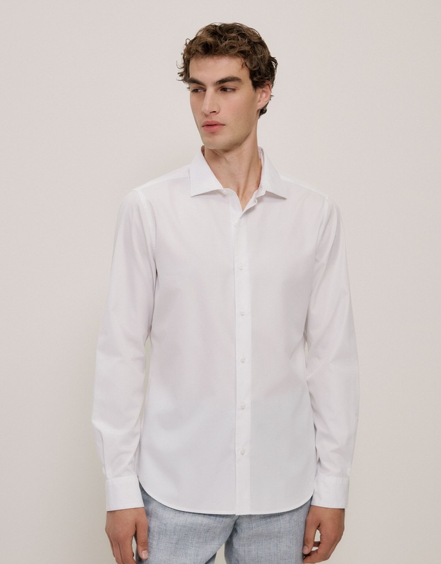 Trenery - Cotton Poplin Tailored Fit Shirt in White