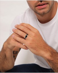 Kuzzoi - ICONIC EXCLUSIVE - Ring Signet Roman Numerals Enamel in 925 Sterling Silver