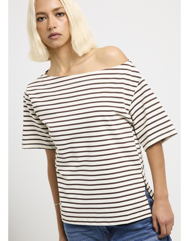 Subtitled - Amber Asymmetric Stripe Top
