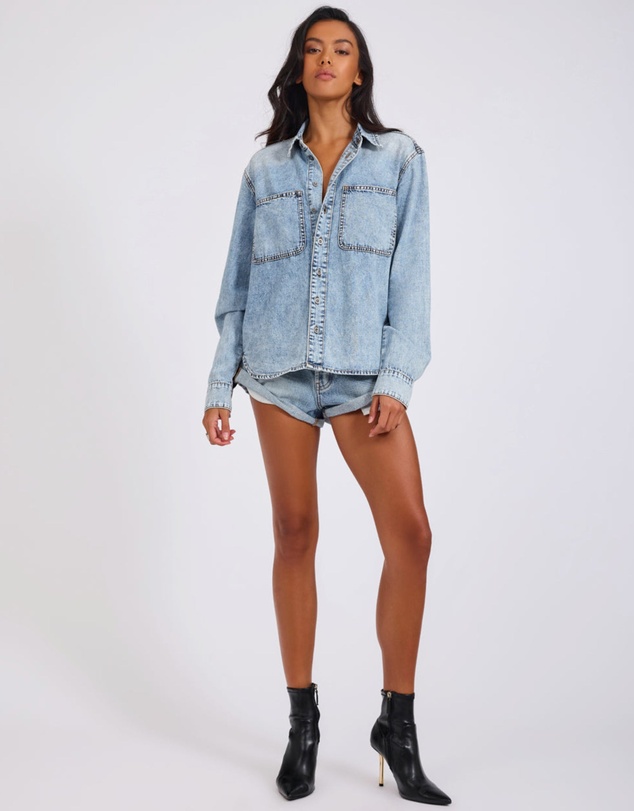 ONE TEASPOON - Nixie Classic Fit Denim Shirt - Acid Blue
