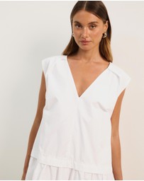 Atmos&Here - Allie Cotton Poplin V-Neck Mini Dress