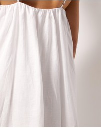 AERE - Liv Linen Gathered Neckline Midi Dress