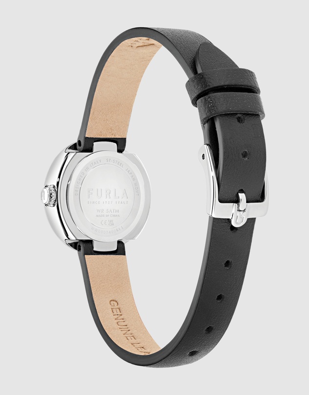 Furla - Furla Miasfera Iconic 24mm Black Leather Strap Watch