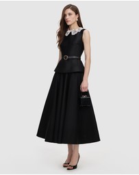 Self Portrait - Taffeta Peplum Midi Dress