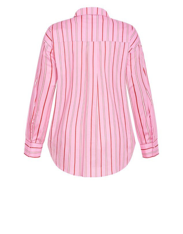 City Chic - Plus size Stassi Stripe Cotton Shirt - pink