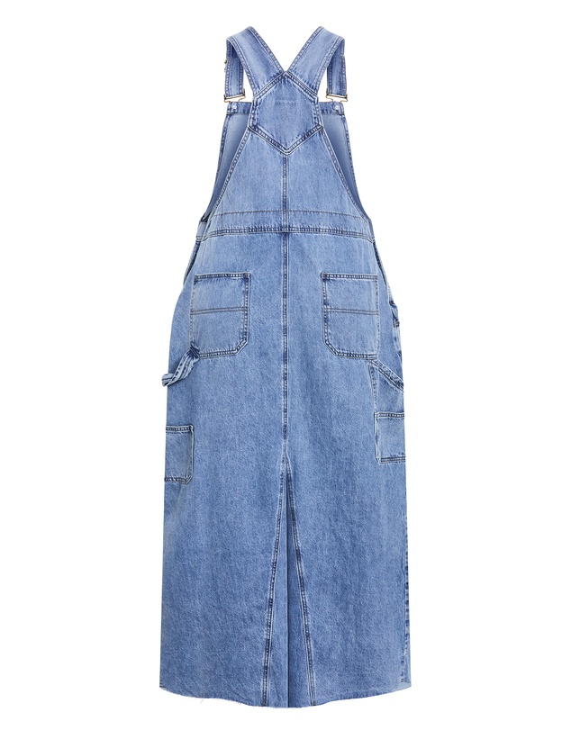 City Chic - Plus size Pinafore Denim Maxi Dress - light wash