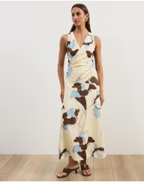 Atmos&Here - Stephanie Linen Blend Wrap Front Midi Dress