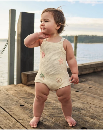 Kynd Baby - Crochet Romper in Coconut