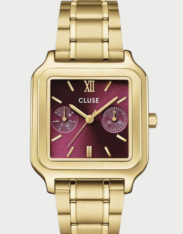 Cluse - CLUSE Gracieuse Multifunction, Steel, Dark Cherry, Gold Colour