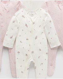 Purebaby - 4 Pack Zip Growsuit-Babies