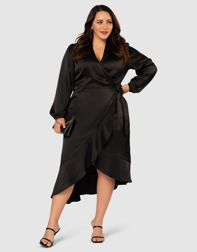Pink Dusk by Curve Project - Girl Crush Satin Wrap Dress