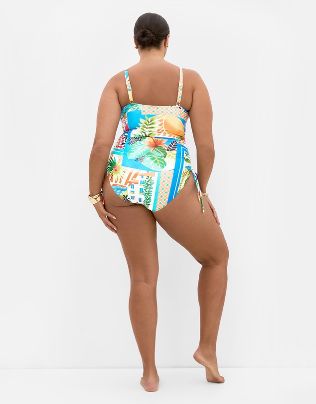 City Chic - Plus Size Positano Print 1 Piece - blue