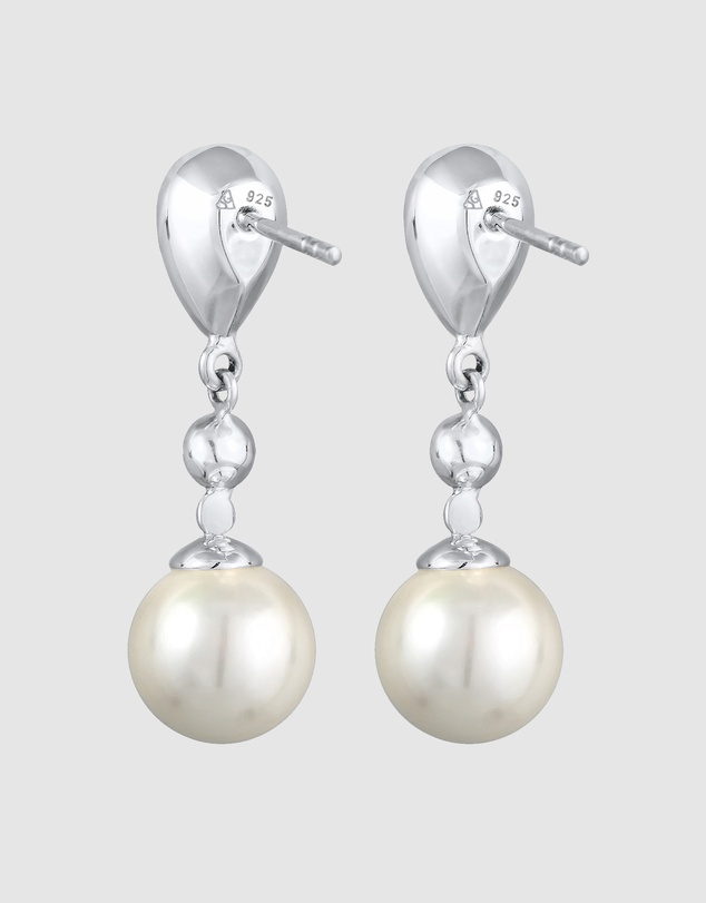 Elli Jewelry - Earrings Hanger Long with Pearls Drop Zirconia 925 Sterling Silver