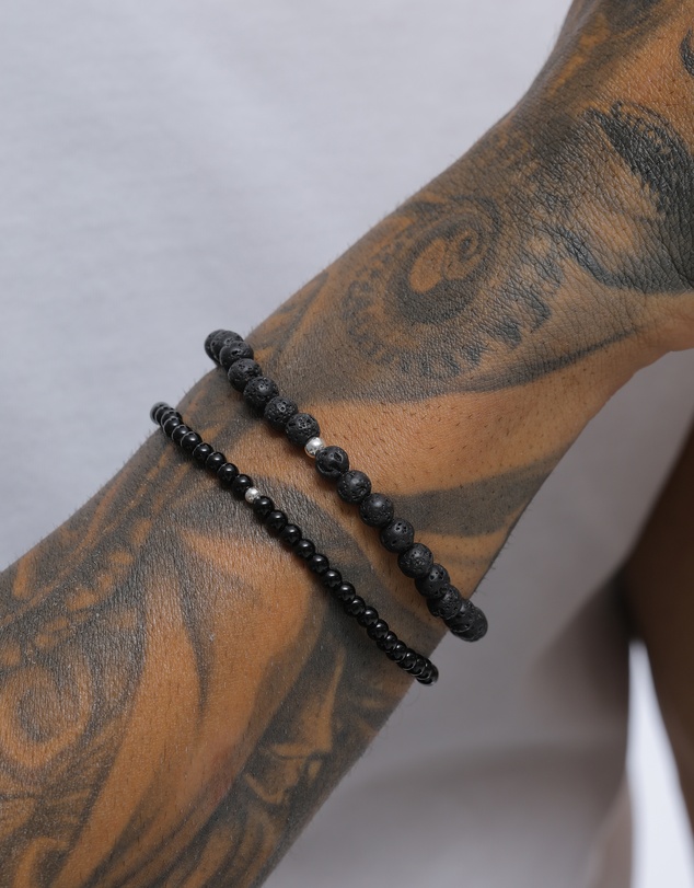 Kuzzoi - ICONIC EXCLUSIVE - Lava and Onyx Bead Bracelet Set