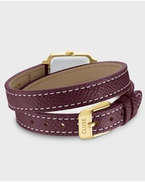 Cluse - Gracieuse Mini Watch Double Leather, Wine, Gold Colour