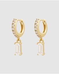 Wanderlust + Co - Baguette Gold Baby Huggie Earrings