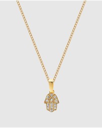 Nialaya Jewellery - Men's Mini Hamsa Hand Necklace in Gold