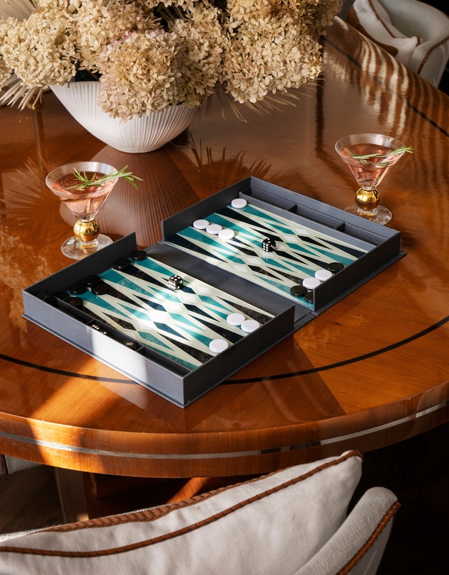 Printworks - Printworks Classic Backgammon -Grey Blue