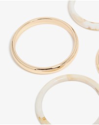 Lovisa - Gold & White Acrylic Marble Thin Bangles 4-Pack