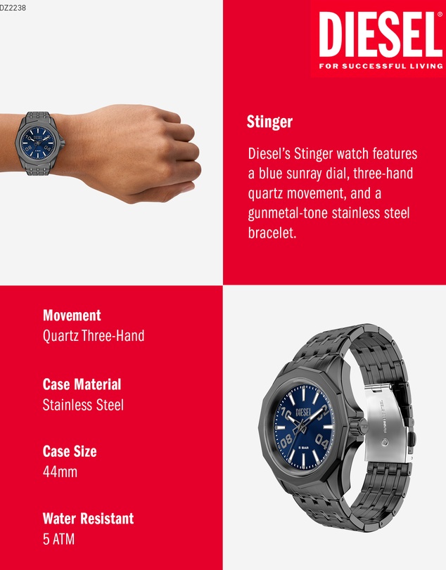 Diesel - Stinger Gunmetal Analogue Watch