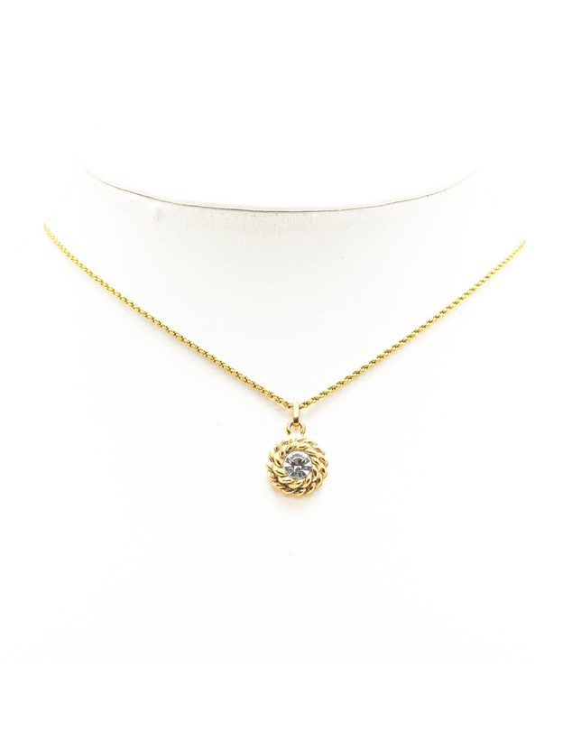 Pre-Loved by Azura Reborn - Pre-Loved Gold Plated Rhinestone Pendant Necklace