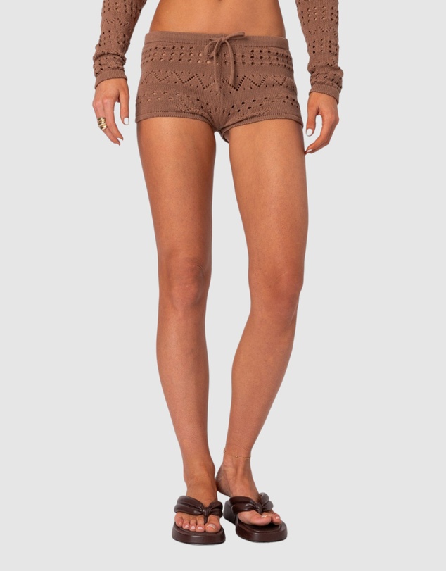 EDIKTED - Betsy Tie Front Knitted Shorts