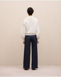 Trenery - Merino Open Collar Knit in Marshmallow