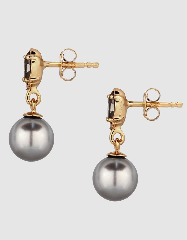 Elli Jewelry - Elegant Pearl Stud Earrings in Gold-Plated 925 Sterling Silver