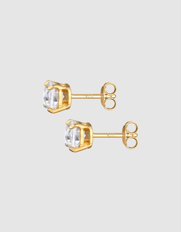 Kuzzoi - ICONIC EXCLUSIVE - Crystal Stud Earrings in Gold-Plated 925 Sterling Silver