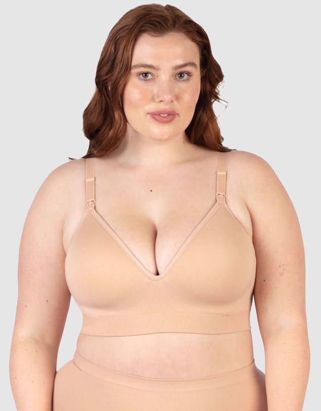 B Free Intimate Apparel - Plunge Nursing Comfort Bra – Wireless with Fixed Moulded Cups (B-C-D) Cup