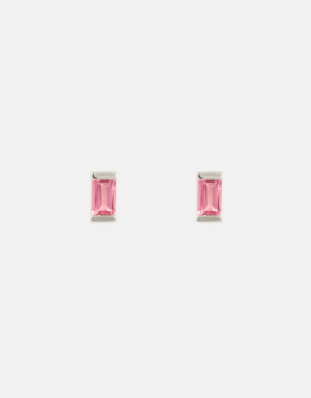 Kirstin Ash - Baguette Birthstone Studs October - Rhodolite Garnet
