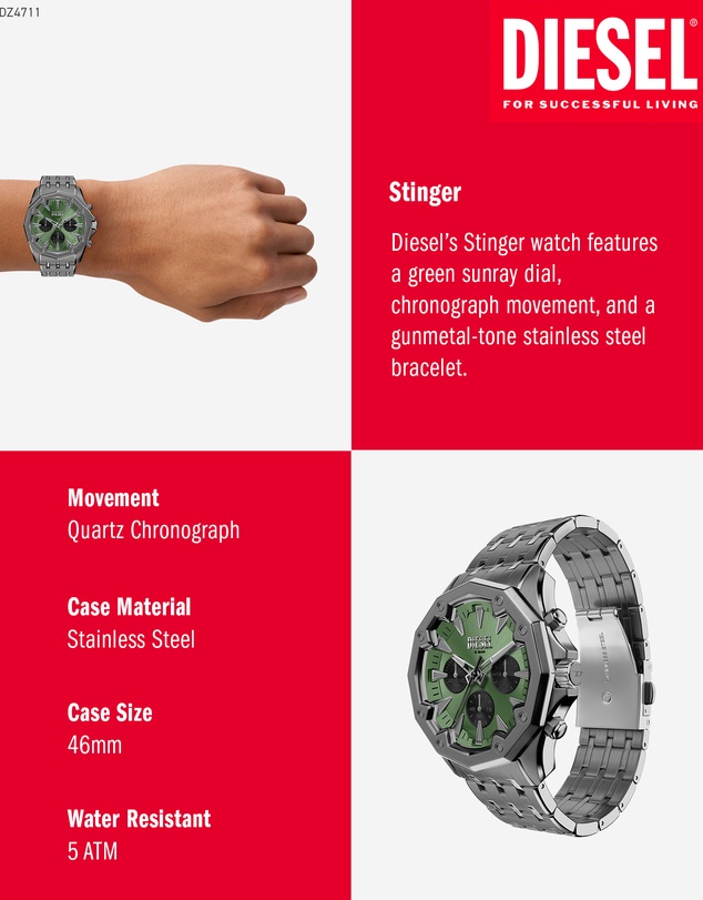 Diesel - Stinger Gunmetal Chronograph Watch
