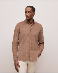 Trenery - Regular Fit Cord Check Shirt in Camel