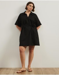 Atmos&Here Curvy - Britt Linen Blend Belted Mini Dress