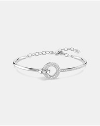 Swarovski - Dextera Bangle, Round Cut, White, Rhodium Plated