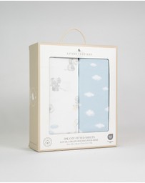 Living Textiles - 2 Pack Organic Cot Fitted Sheet - Elephant Playtime