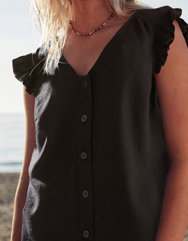 NEXT - Linen Blend Ruffle Sleeve Top