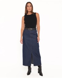 Petal & Pup - Dana Denim Midi Skirt - Midnight