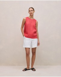 Trenery - Delave Linen Shell Tank in Crimson