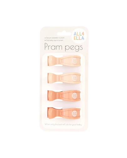 All 4 Ella - 4pk Pram Pegs Cream/Peach